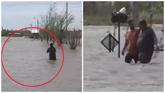 La desesperación por salvar lo mínimo: intentó regresar a su hogar nadando y tuvo que ser rescatado en vivo