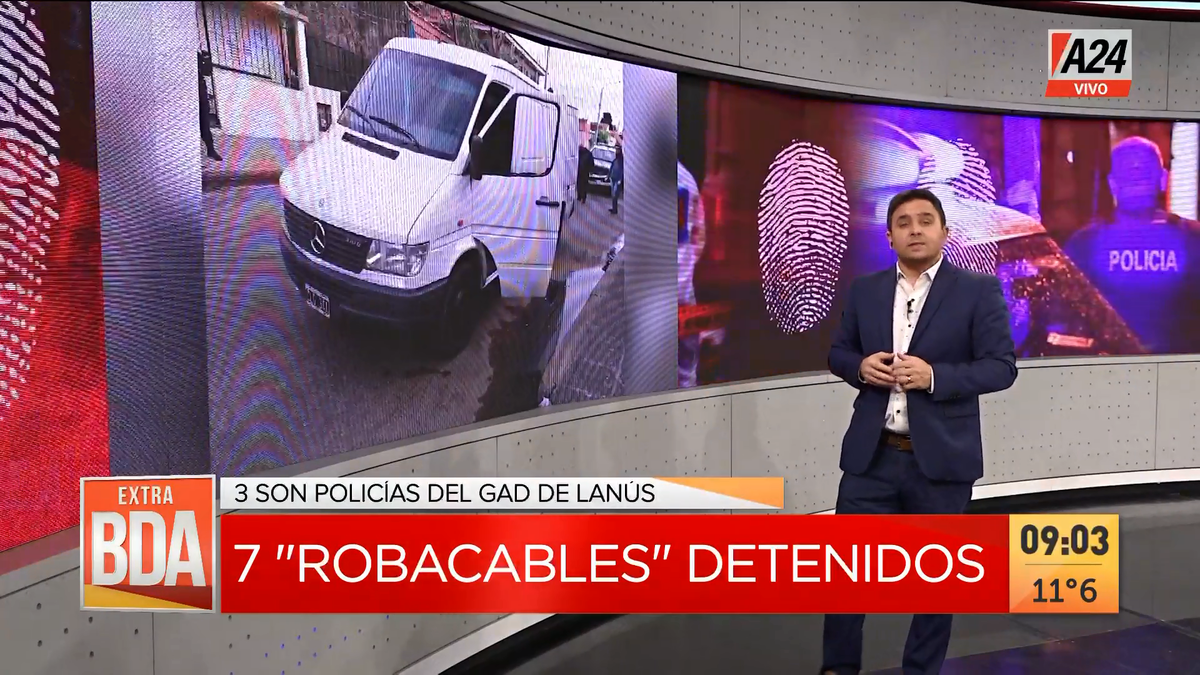 En Lanús detuvieron a una banda robacables integrada por 3 policías bonaerenses. (Captura de Tv)