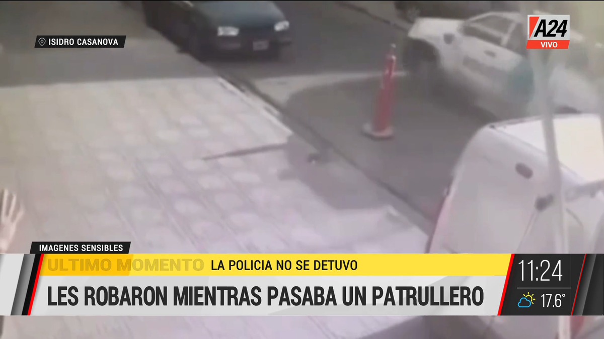 Isidro Casanova: les robaron mientras pasaba un patrullero. (Captura de Tv)