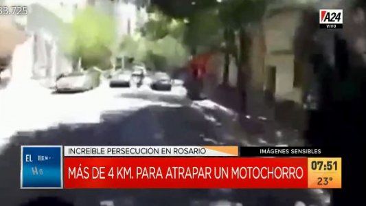 Rosario: persecución de película para atrapar a un motochorro