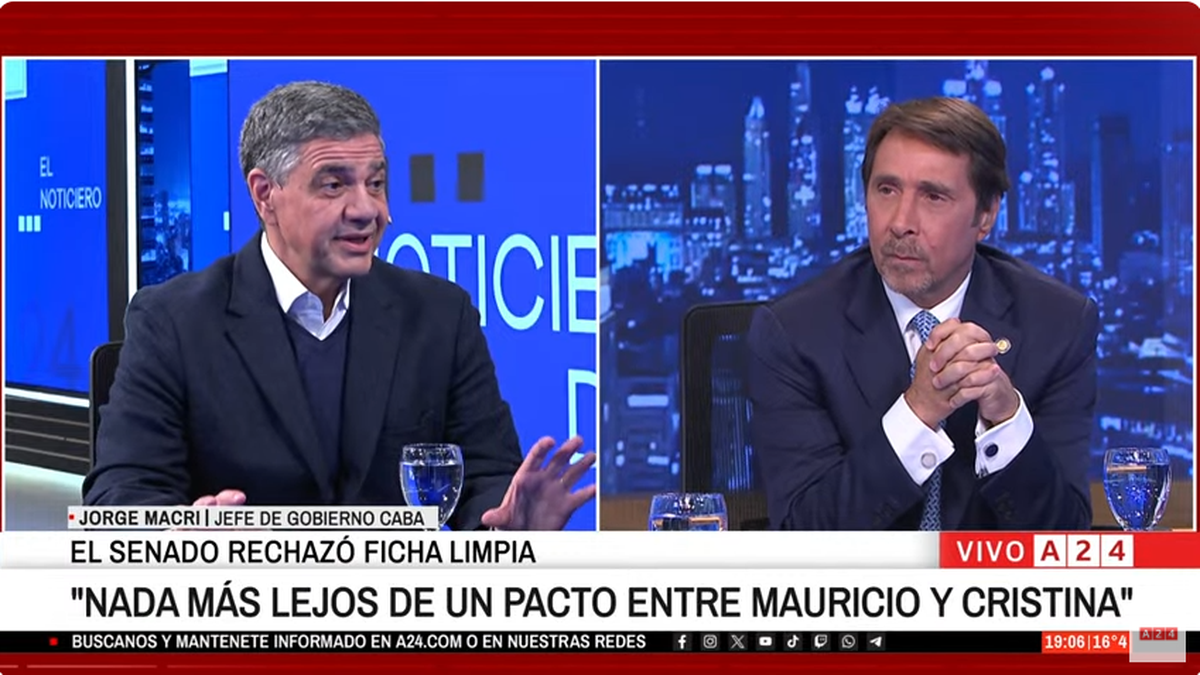 Jorge Macri se refirió a Ficha Limpia en A24. (Foto: YouTube).