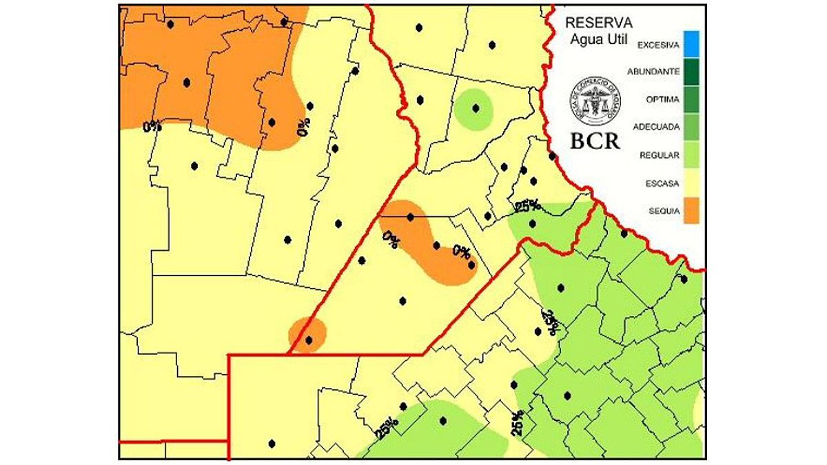 Las reservas de agua en la zona núcleo no son las óptimas para el desarrollo de la soja. El campo espera por lluvias.