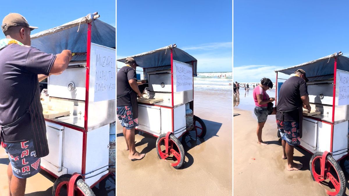 Una pizzería ambulante revolucionó las playas de Santa Teresita y causó furor en las redes: el video.
