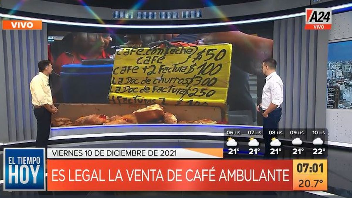 Ciudad: a partir de hoy la venta de café ambulante es legal. (Captura de Tv)