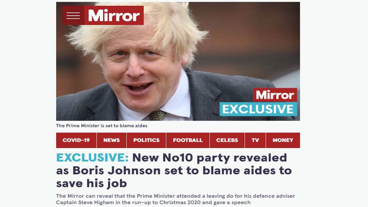 El daily Mirror asegura que el plan de Boris Johnson para salvarse del 
