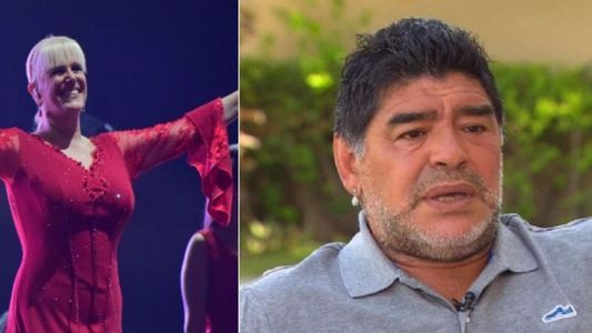 El abrazo de Valeria Lynch con Diego Maradona