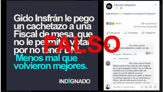 Es falso que Gildo Insfrán “le pegó un cachetazo” a una autoridad de mesa