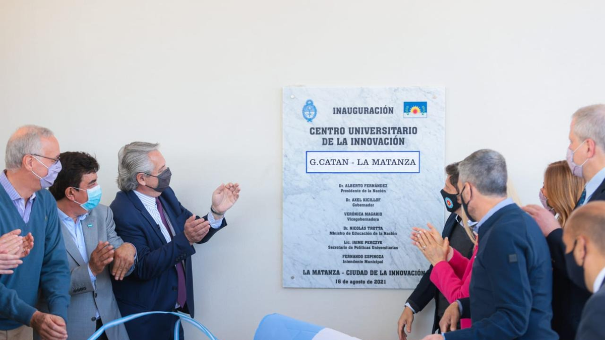 Alberto Fernández en un acto en La Matanza