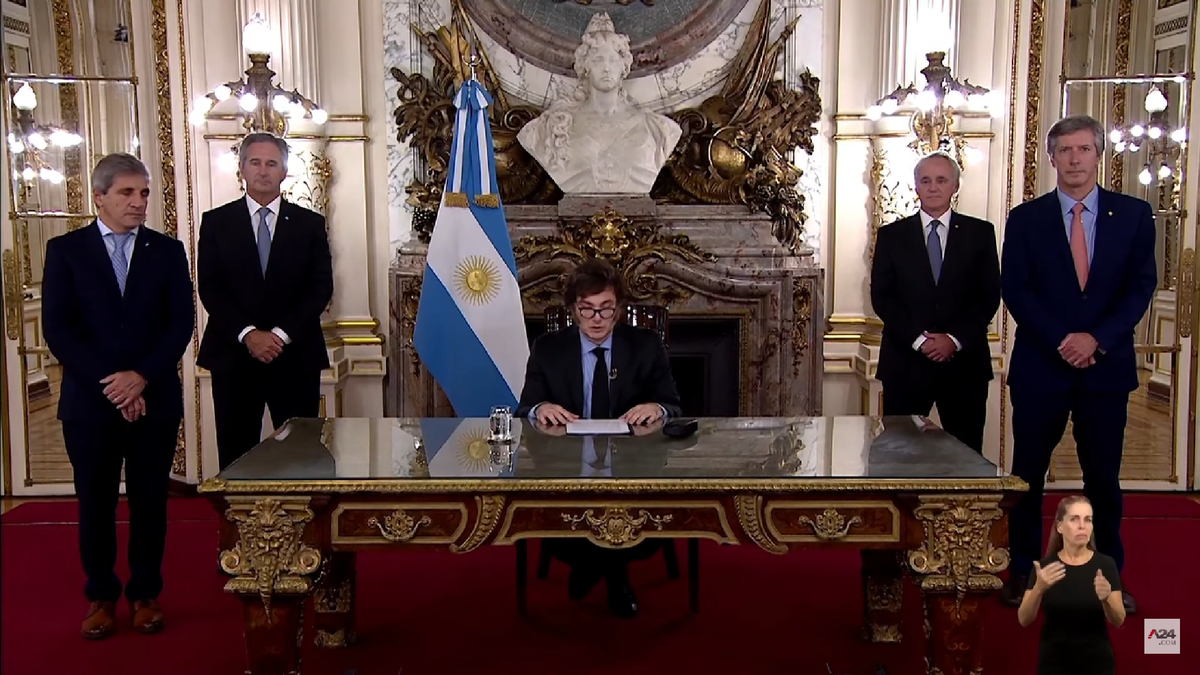 Cadena nacional de Javier Milei. (Foto: captura)