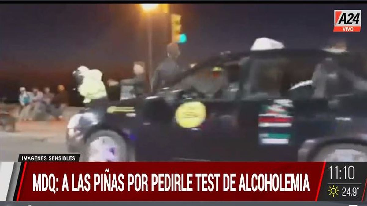 Mar del Plata: conductor a las piñas en un control de tránsito. (Captura de Tv)