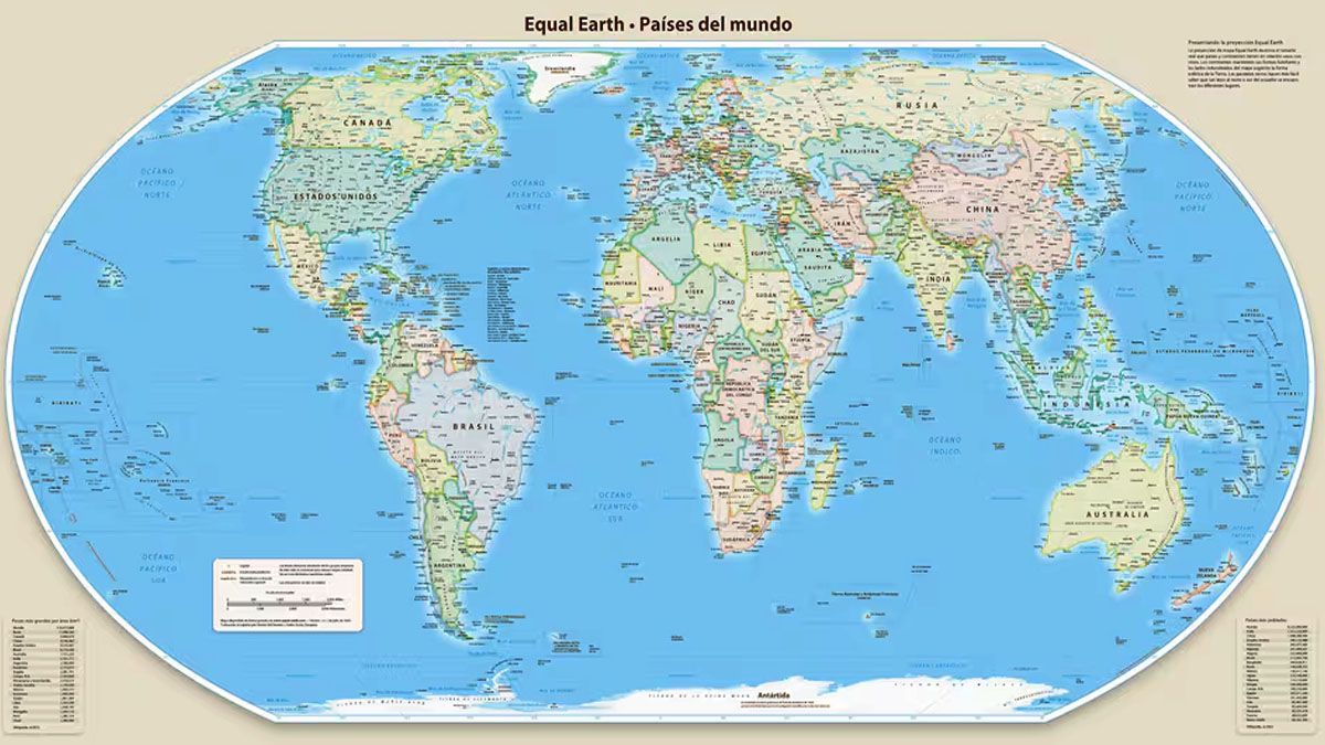El nuevo mapa propuesto para la Tierra cambia las proporciones de los países y continentes. (Foto: Equal Earth)