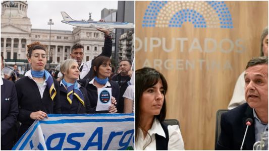 Diputados debate la privatización de Aerolíneas, mientras gremios aeronáuticos protestan frente al Congreso