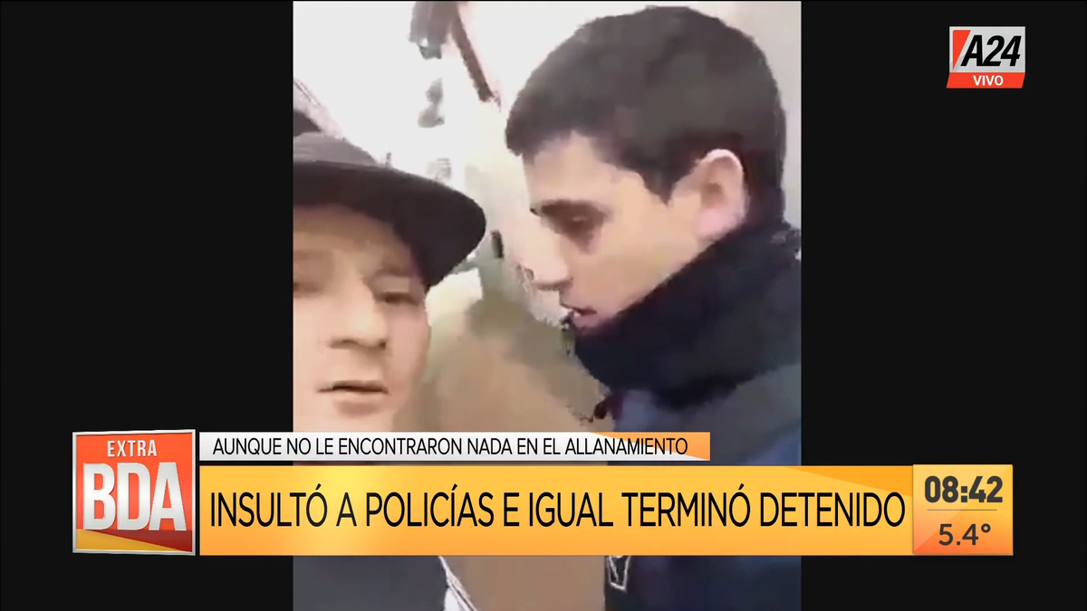 Ameghino: un ex presidiario insultó y maltrató a la Policía Bonaerense tras un fallido allanamiento (Foto: captura de TV).