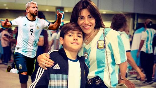 Gianinna Maradona y Benjamín viajaron a Brasil y le dieron suerte al Kun Agüero