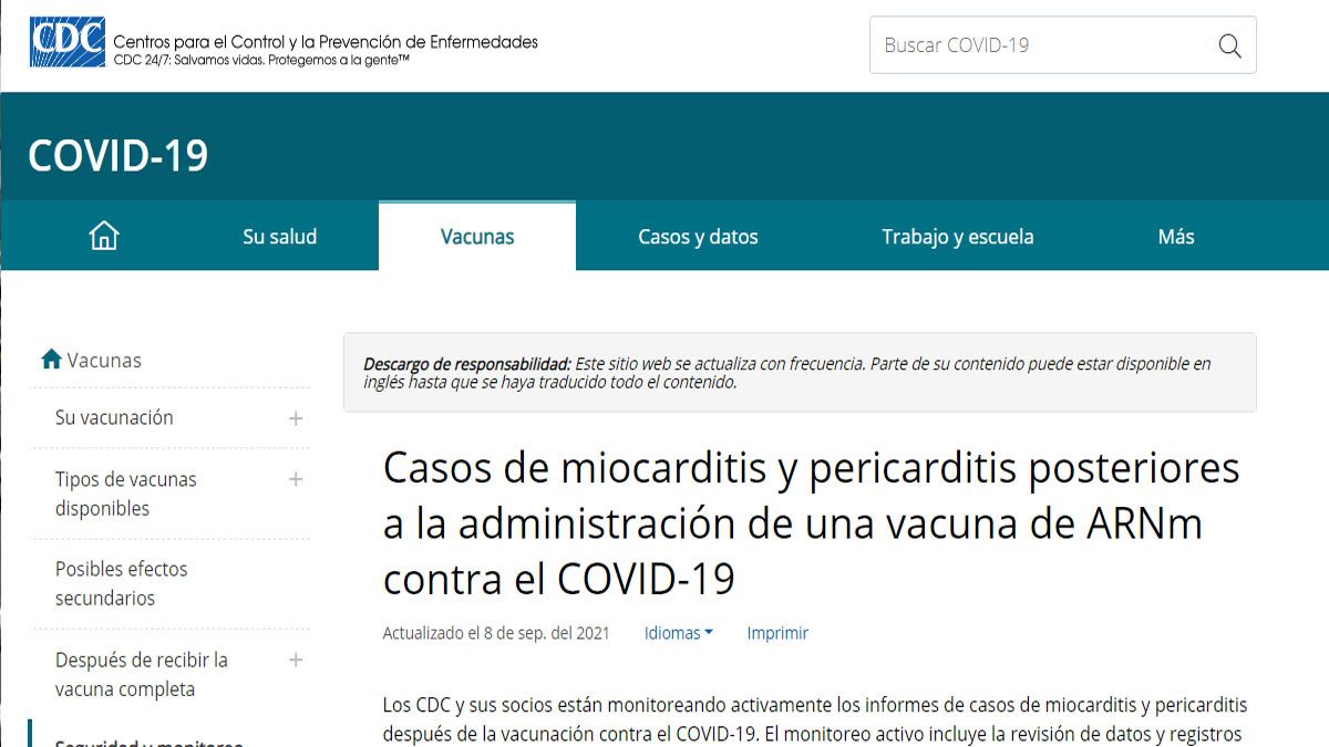 El CDC de Estados Unidos recomienda la vacuna de ARNmensajero a menores. El riesgo de miocarditis es mayor en los que no están vacunados (Foto: CDC)