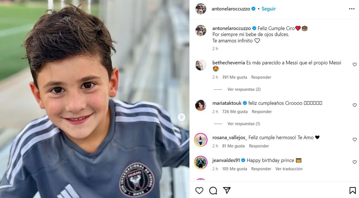 El tierno mensaje de Antonela Roccuzzo a Ciro Messi en su