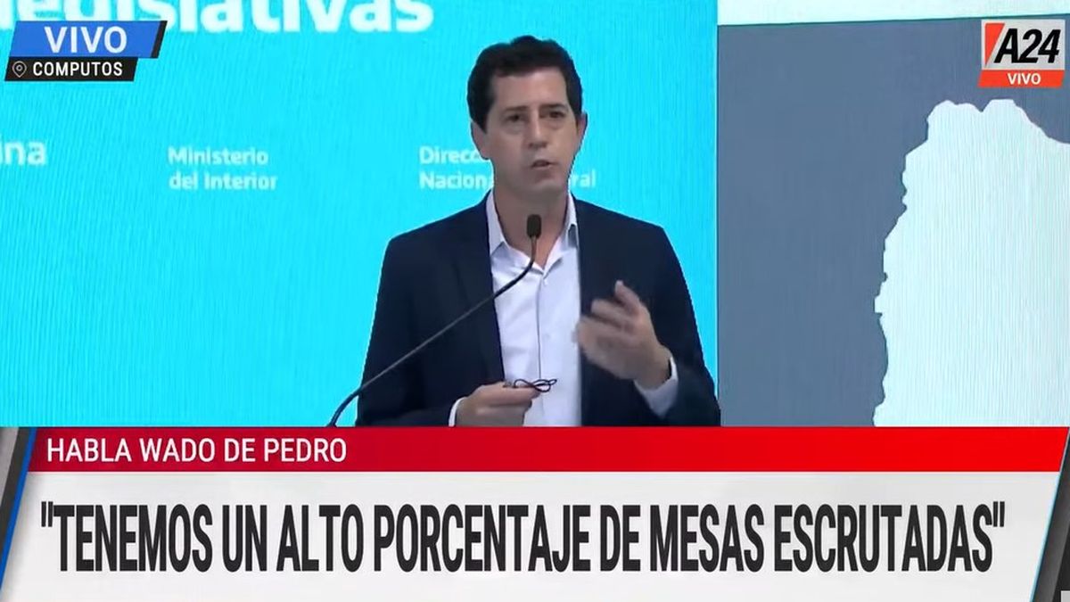 Wado de Pedro anunció que hay 81 por ciento de mesas escrutadas.&nbsp;