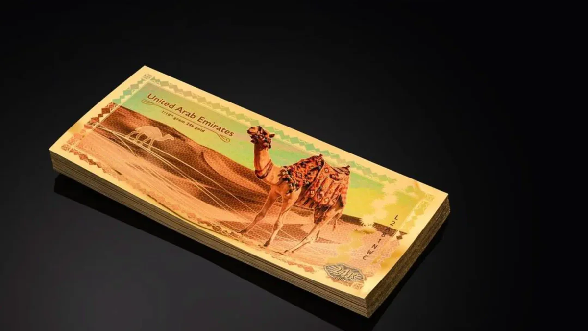 El billete de oro de Dubai. (Foto: NA)