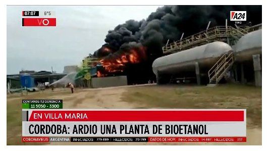 Se incendió una planta de bioetanol en Villa María, Córdoba