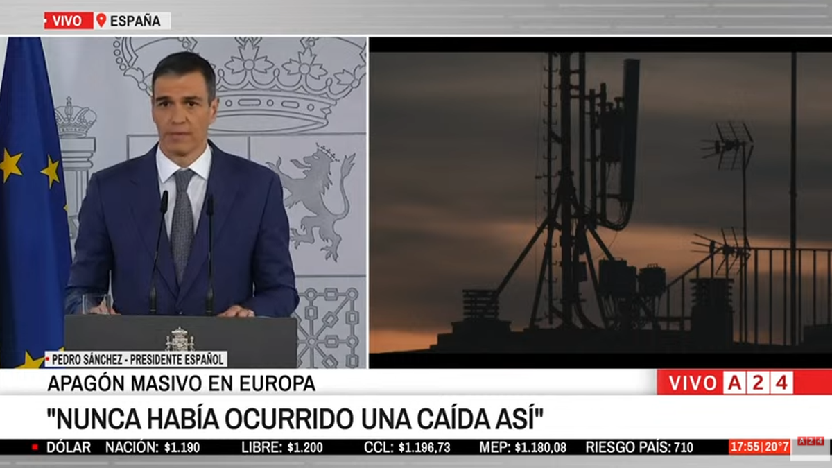El presidente español afirmó que la red eléctrica colapsó en cinco segundos. (Fuente: YouTube).