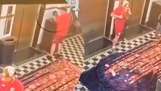 Así grabaron a jugadores de fútbol queriendo ocultar haber roto una millonaria escultura de un hotel