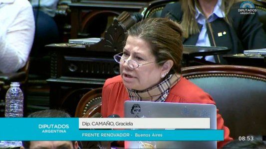 El momento en que Graciela Camaño felicita al bloque de izquierda