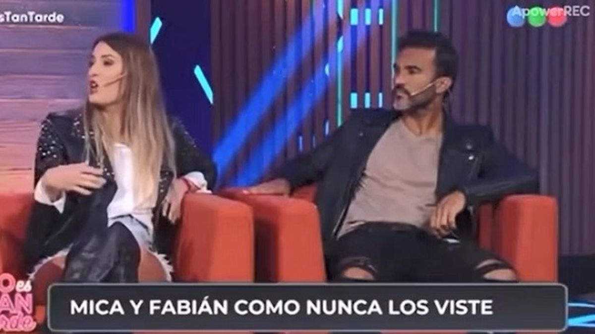Mica Viciconte anoche en 'No es tan tarde' negó tibiamente estar embarazada, en su visita al programa de Telefe junto a su pareja, Fabián Poroto Cubero. 