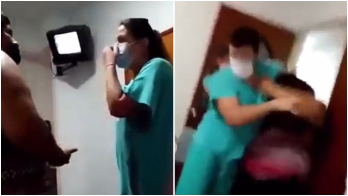 Una mujer atacó salvajemente a dos médicas porque no le daban prioridad a su hermana. En el video se escucha que otra paciente internada le pide que detenga la agresión