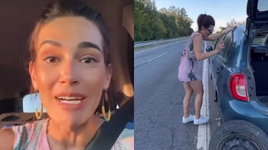 La influencer española volvió a pinchar una rueda y se quejó de las rutas argentinas