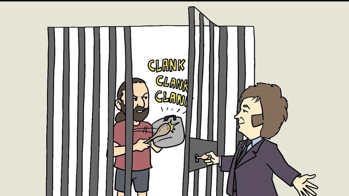 La caricatura que Javier Milei compartió en sus redes sociales (@elgoldebedoya)