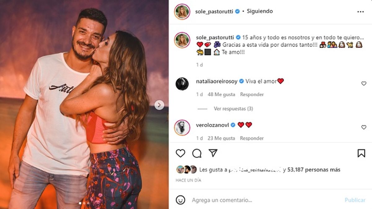 El posteo de Soledad Psatorutti por sus 15 a&ntilde;os de casada con Jerem&iacute;as Audoglio.&nbsp;