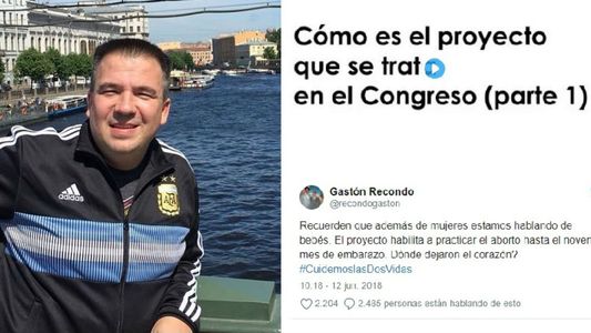 Gastón Recondo tras su cuestionado tuit sobre el aborto: Nunca falté el respeto a nadie ni mentí