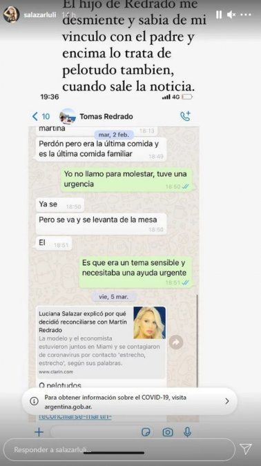 Filtraci&oacute;n de una charla con el hijo de Mart&iacute;n Redrado, Tom&aacute;s.&nbsp;