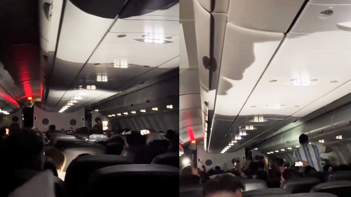 Una fake news en el aire. Una broma de mal gusto que hizo ilusionar a pasajeros argentinos. (foto: Captura de TV)