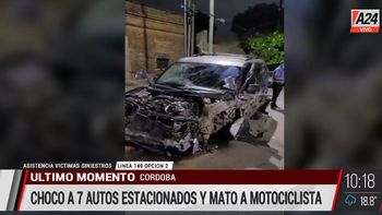 Córdoba: chocó 7 autos estacionados y mató a un motociclista