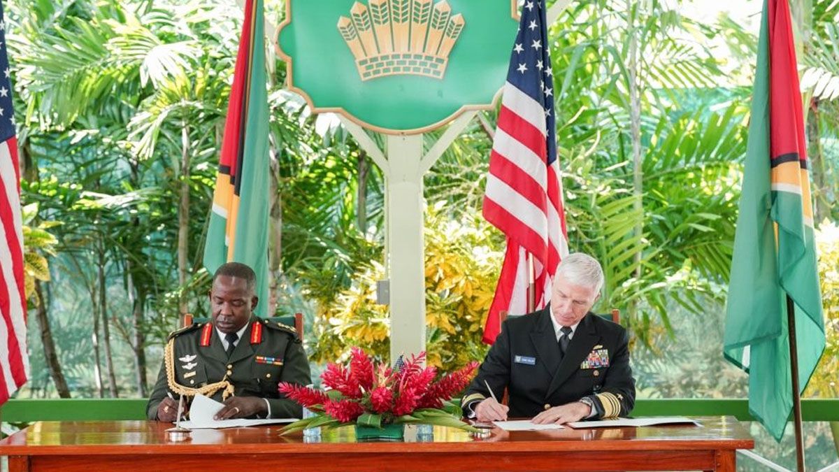 Acuerdo de cooperación militar entre Guyana y Estados Unidos. (Foto: Gentileza Diálogo Améericas)