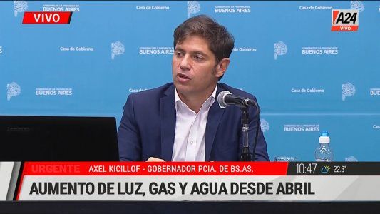 Kicillof anunció un aumento del 7% para la luz a partir de abril
