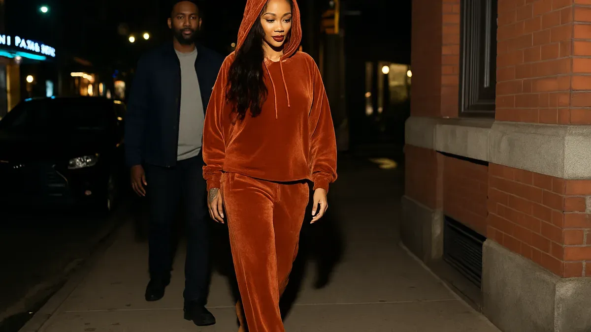 Rihanna marcó tendencia en Nueva York con un look de terciopelo terracota. (Imagen ilustrativa)