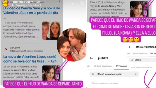 Letal gesto de Wanda Nara y Valentino López con Julieta Fillol