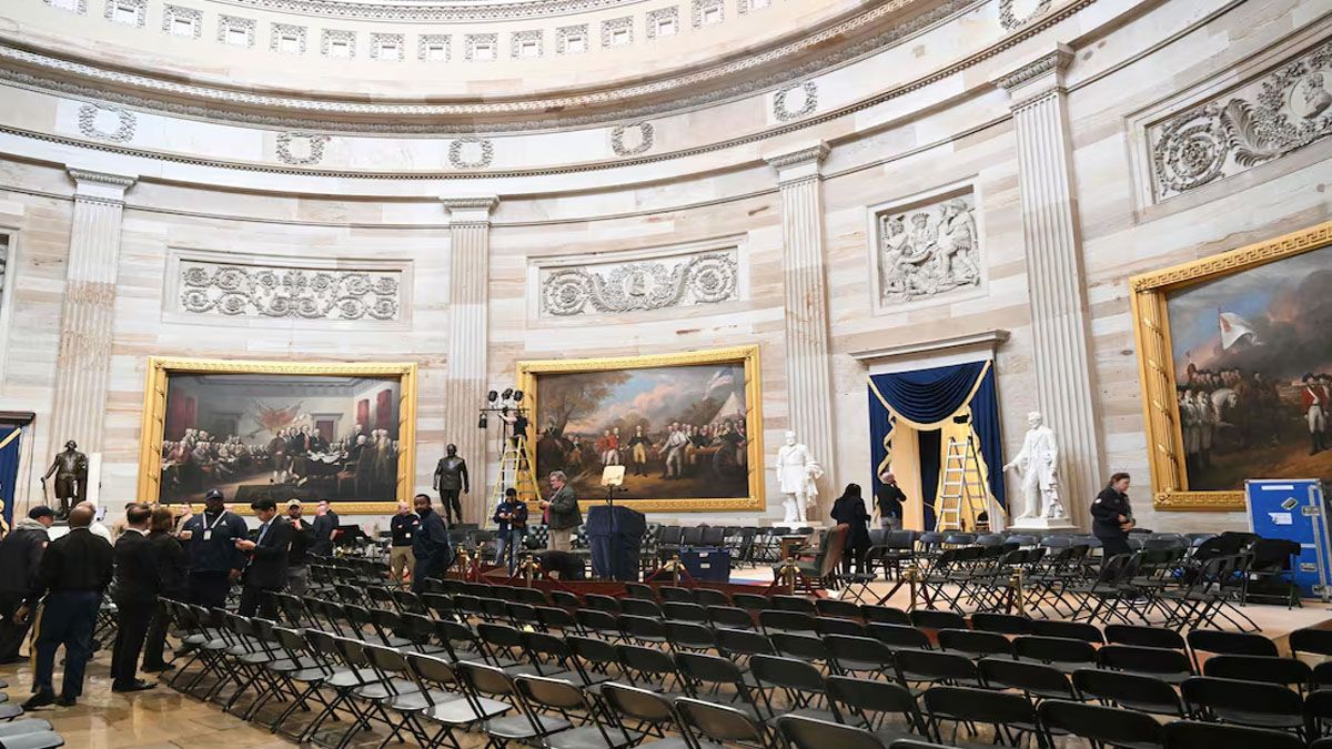 El "sal&oacute;n redondo" del Capitolio, el lugar para la jura de Donald Trump por el intenso fr&iacute;o en Washington (Foto: gentileza USA Today).