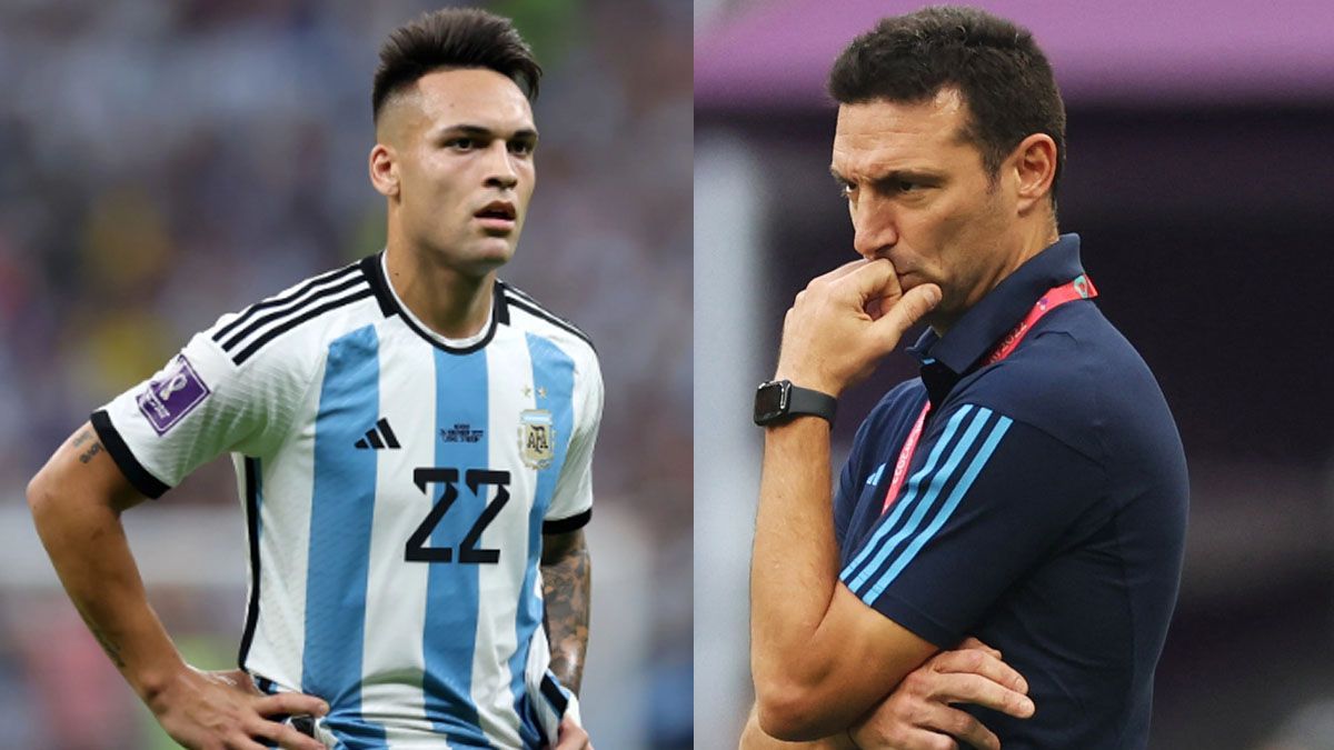 Lautaro Martínez y Lionel Scaloni