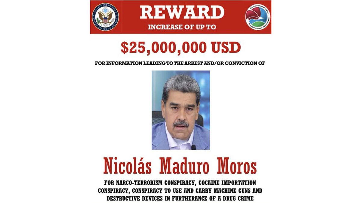 El  pedido de captura con recompensa actualizado a 25 millones de dólares por Nicolás Maduro. (Foto: Sec. del Tesoro de EE.UU.)