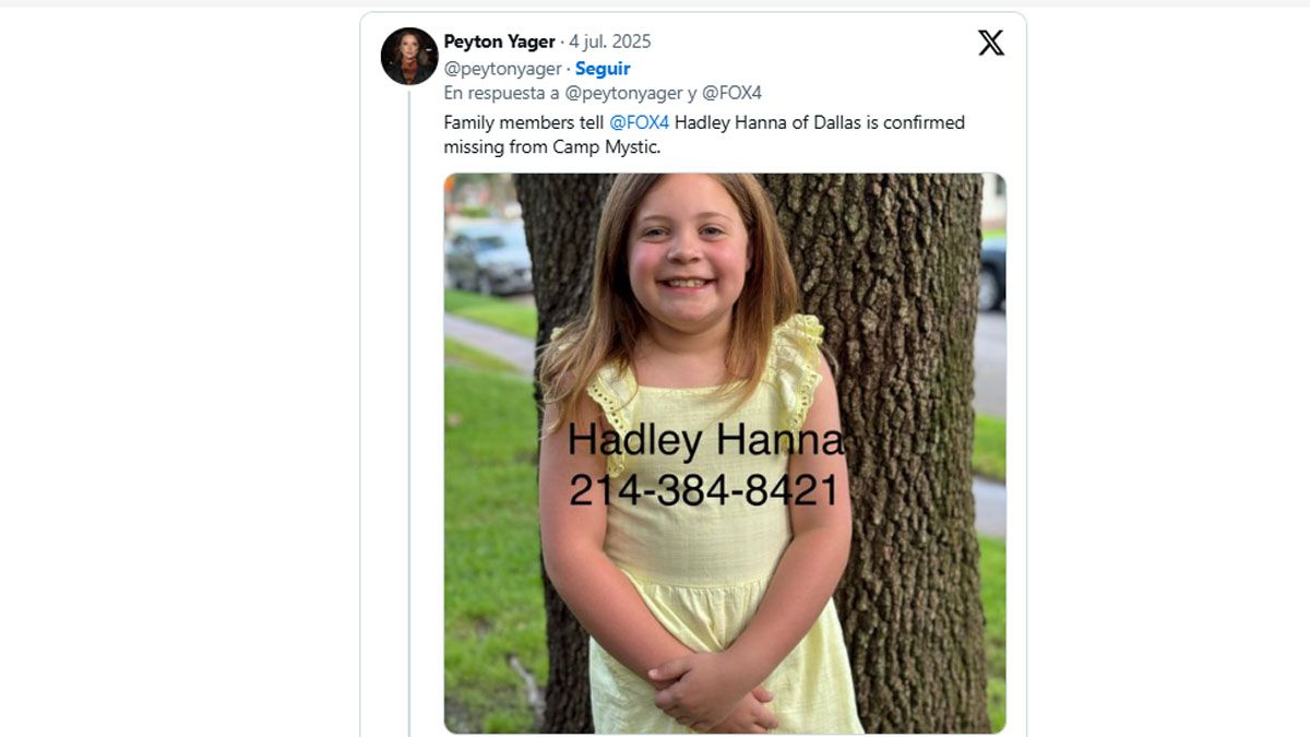 Las redes sociales son uno de los principales lugares para pedir datos sobre el posible paradero de las niñas que se llevó la inundación que arrasó el campamento en Texas. (Foto: cuenta de X de Payton Yager)