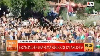 Así estaba una playa pública en Calamuchita, sin distanciamiento