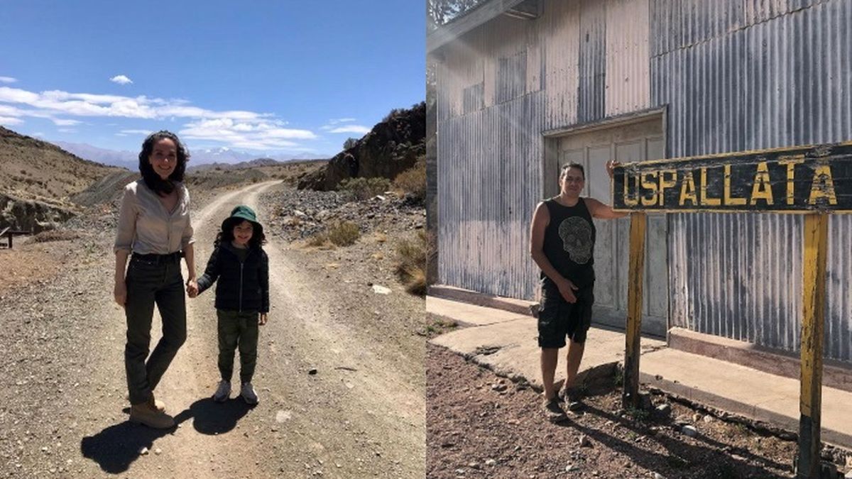 Natalia Oreiro junto a su pareja, el cantante Ricardo Mollo, y su hijo Atahualpa, en Mendoza durante el rodaje de Las Rojas.&nbsp;
