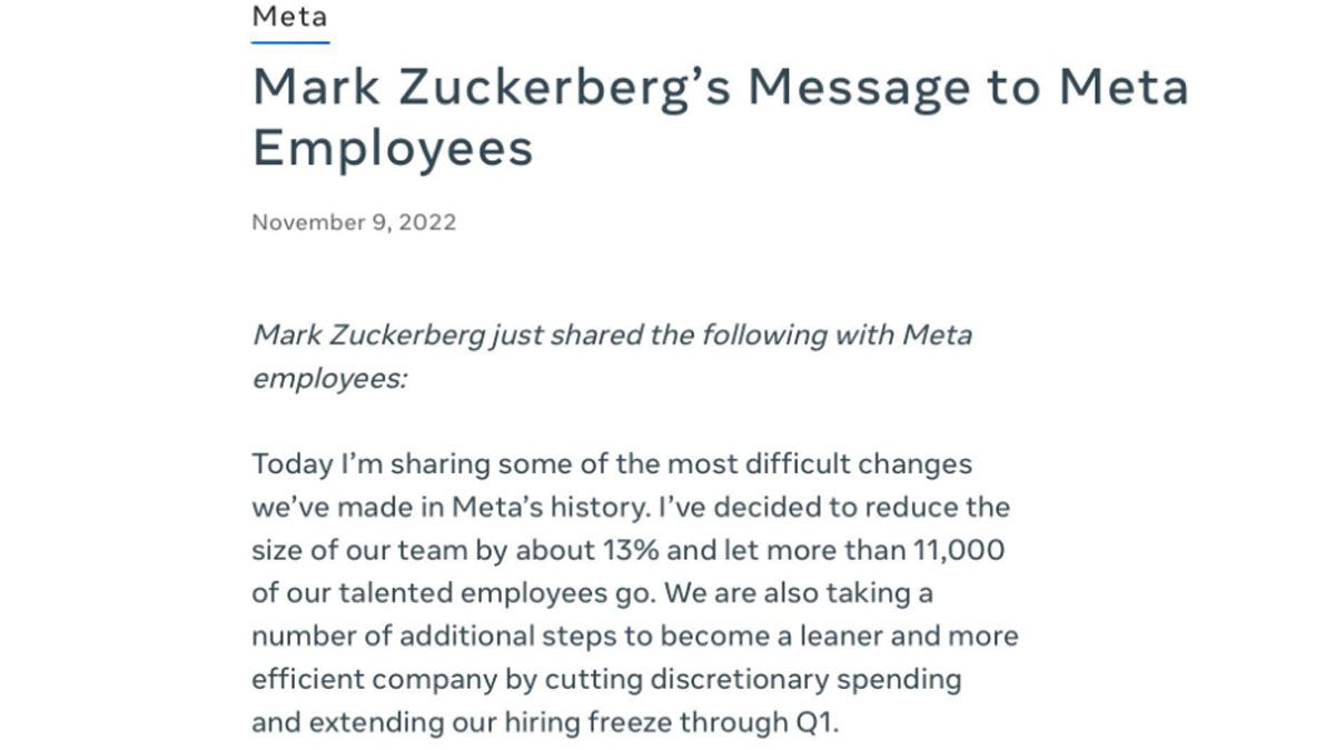 La drástica decisión de Marck Zuckerberg por los problemas financieros que enfrenta su empresa Meta "Sé que esto es difícil para todos"