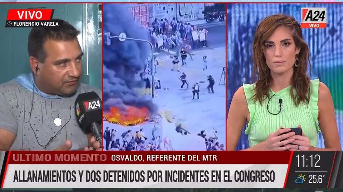 Fuerte cruce entre el referente del MRT y periodistas de A24. (Captura de Tv)