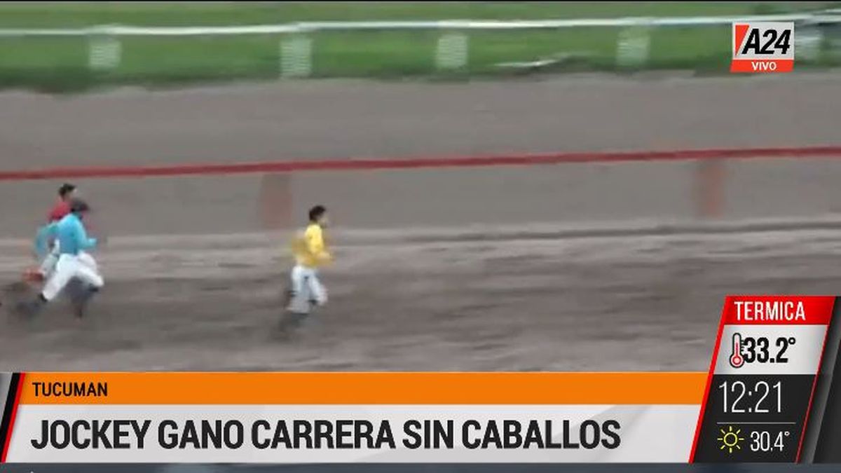 Tucumán: el jockey que es furor por ganar sin caballo. (Captura de Tv)