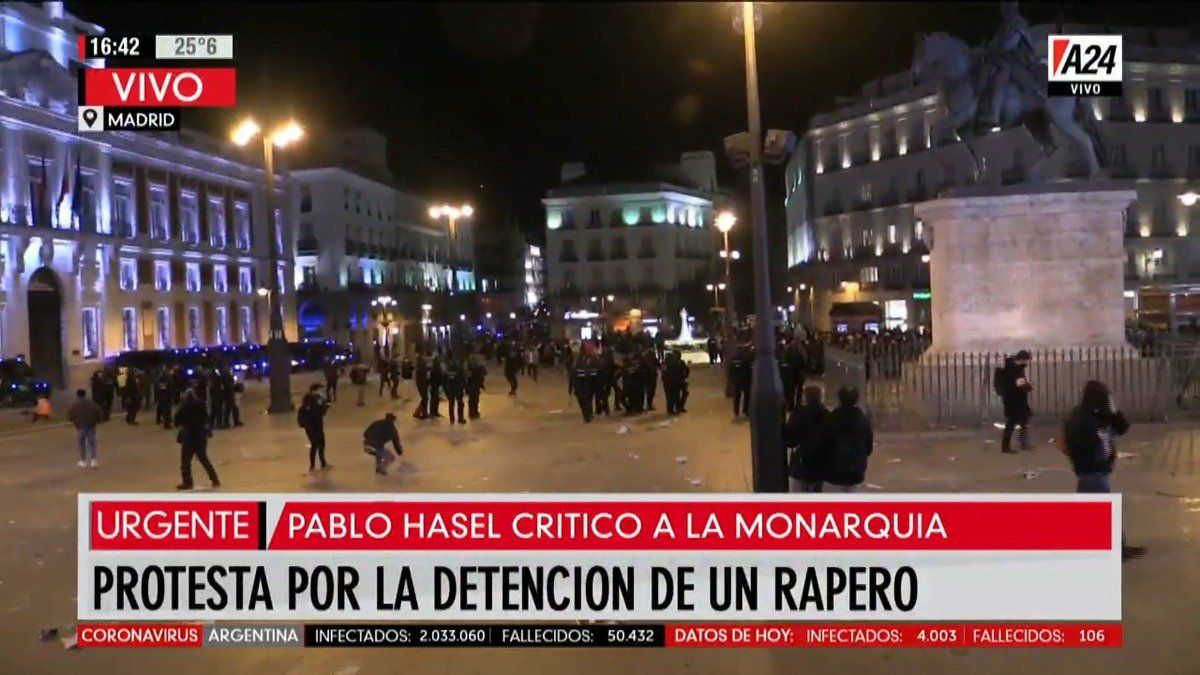 Protestas en España por la detención de un rapero que criticó a la monarquía