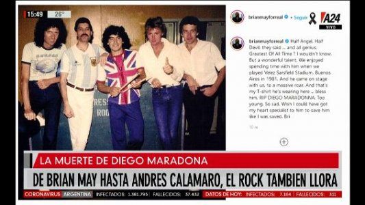 Brian May, emblema del rock, se despidió de Diego Maradona en las redes